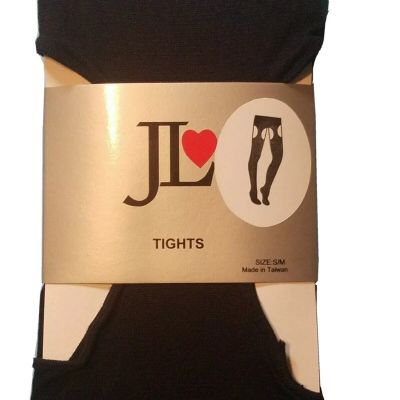 Women's Designer High Hip Open Slots Sheer Pantyhose Black Spanx Tights S/M